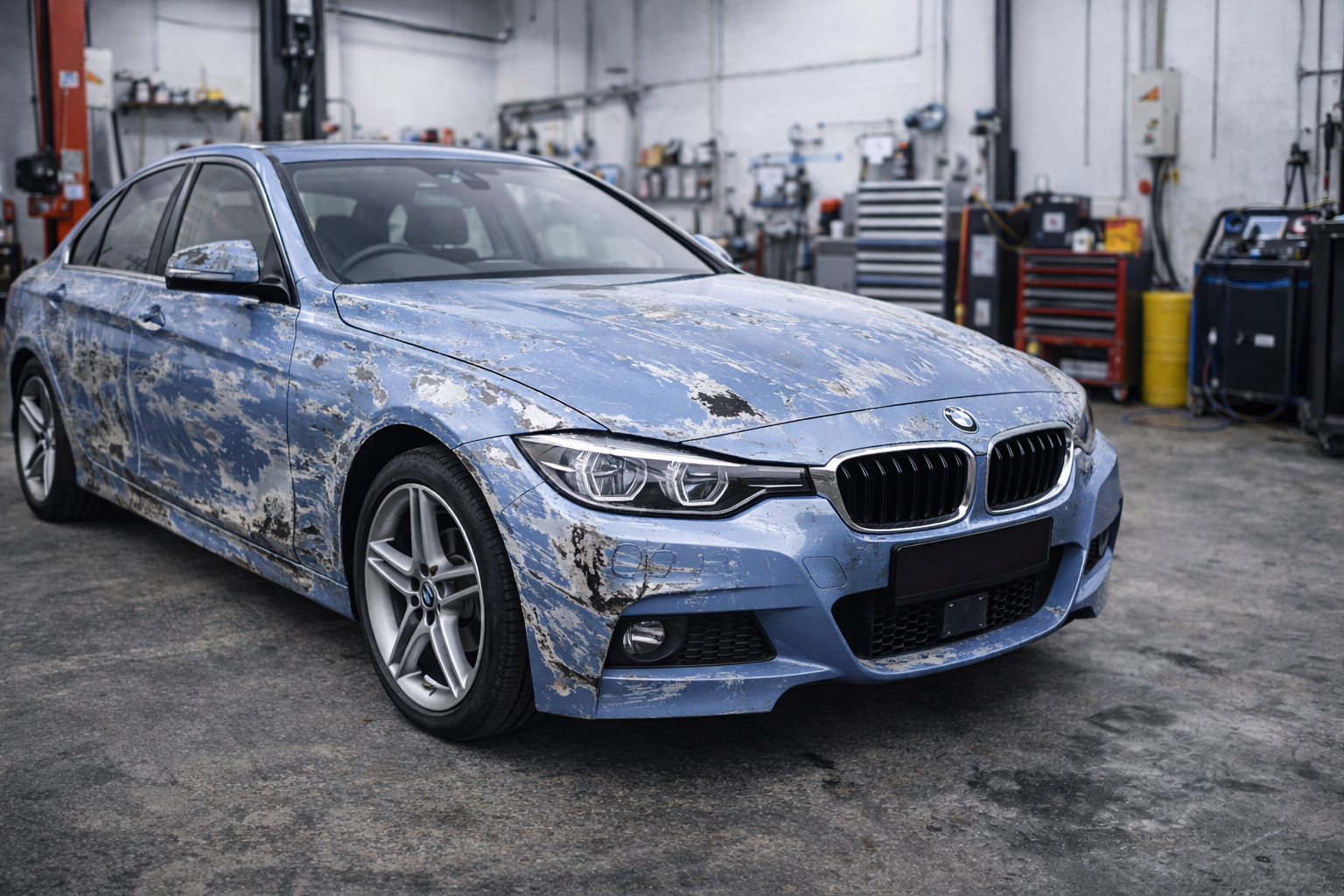 طلاء سيارة قديم وباهت